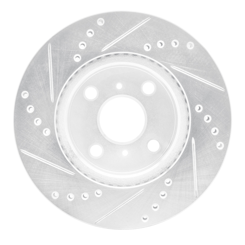 Scion iQ Brake Rotor (1) - Front Right - R1 Concepts - Drilled & Slotted - Silver - `12-`15